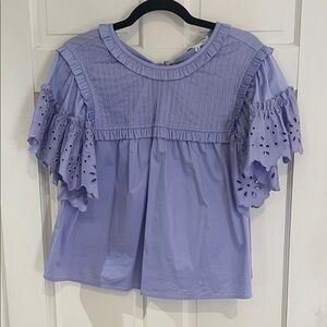 Crosby S Lavender Eyelet Ruffle Sleeve Top
